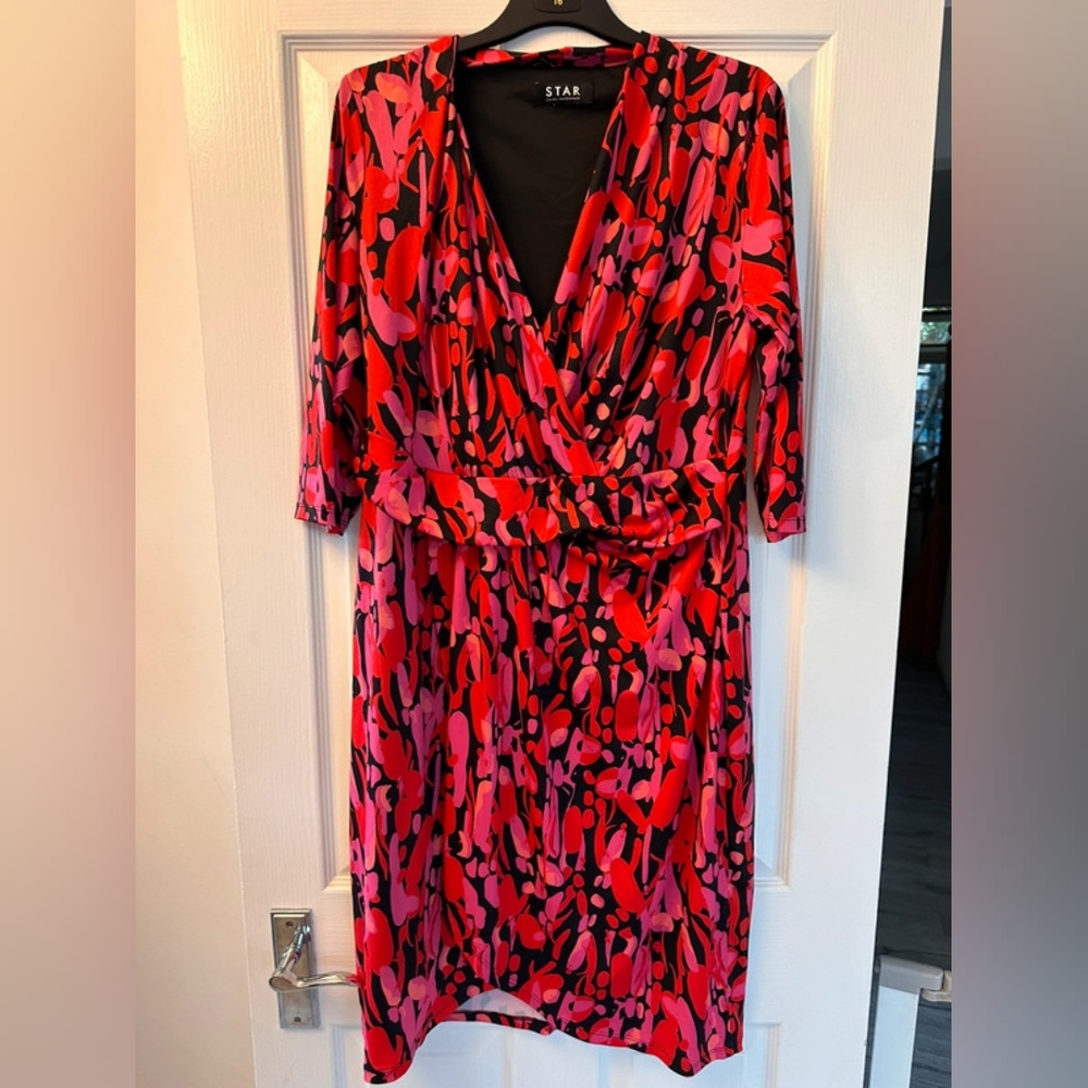 multi pattern long sleeve wrap sheath cinched summer dress
